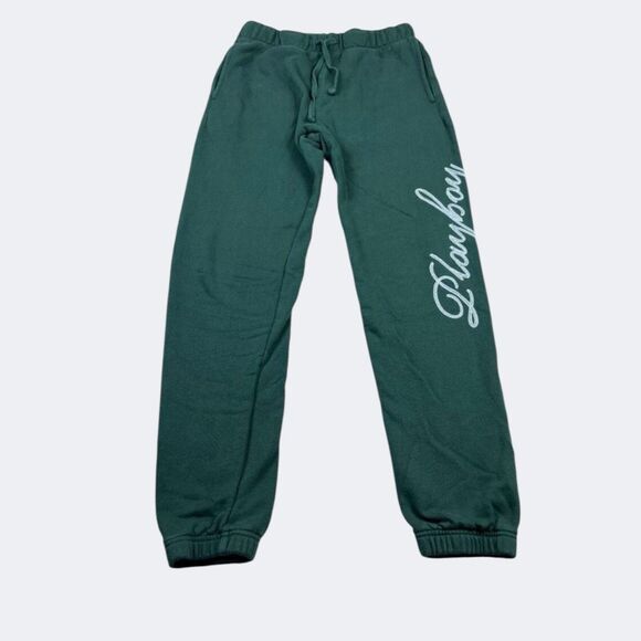 Pacsun x Playboy Womens Sweatpants Green Cozy Lounge Joggers Pull On Size SMALL - Picture 1 of 14
